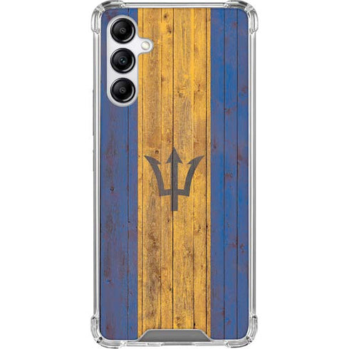 Barbados Flag Dark Wood Galaxy A15 5G Clear Case